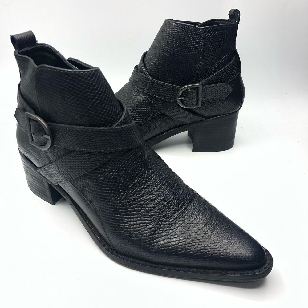 Free People Women's Back Loop Ankle Leather Booties Black EU 38 / US 8 - Picture 5 of 8